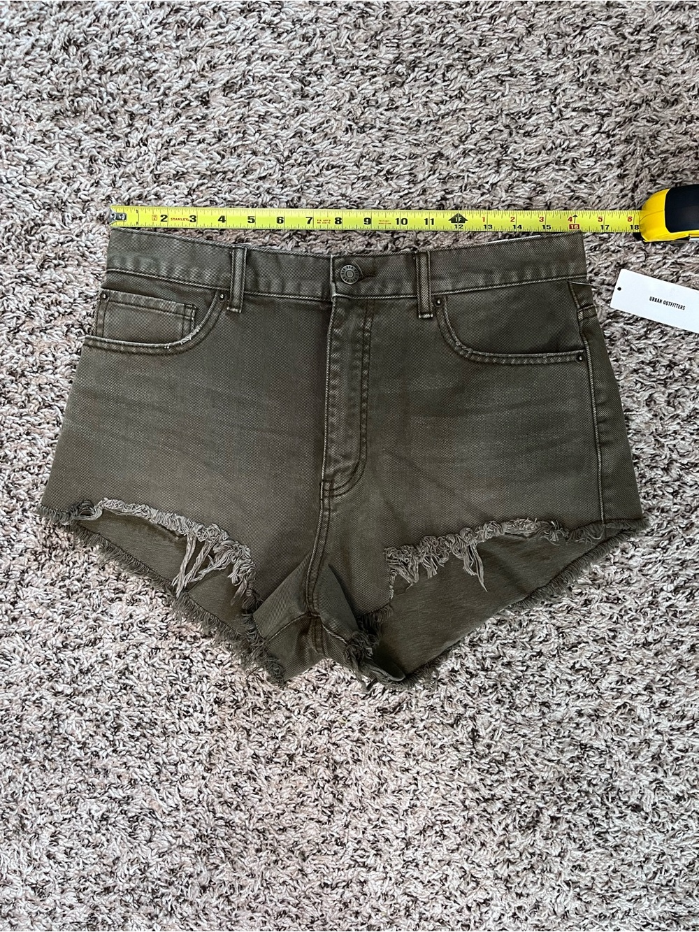 Urban Outfitters BDG Cheeky Short Olive Green High Waisted Frayed Denim 31 - Picture 4 of 6
